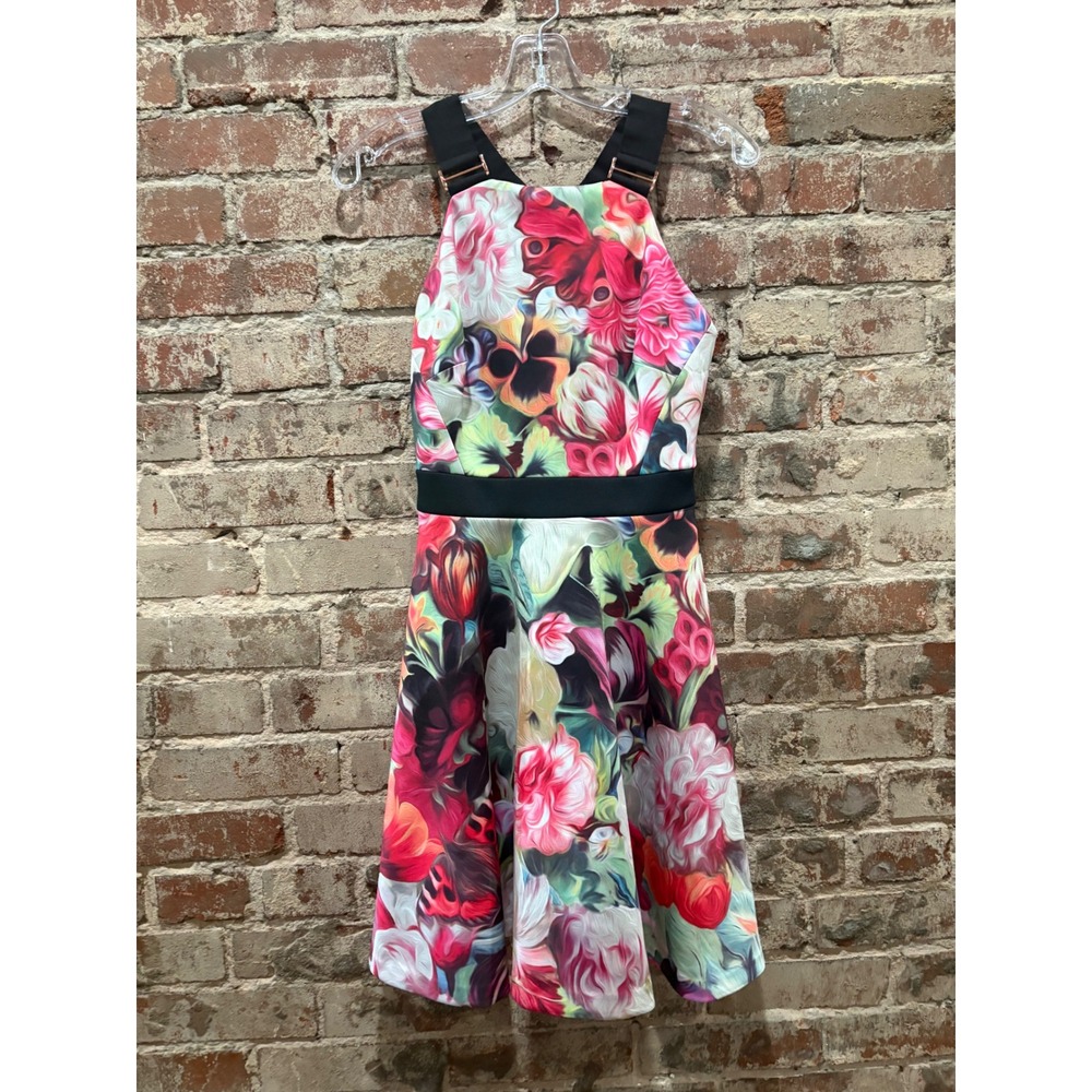 Ted Baker Samra Floral Swirl Skater Dress Fuchsia Size 2 or US Size 4-6 - Picture 6 of 12